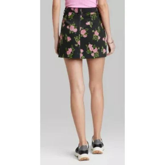 Wild Fable Black Floral High-Rise Cord Mini Skirt - 12 NWT - Picture 5 of 14